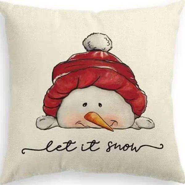 Merry Christmas Decor Cushion Cover 45x45 cm Pillow CaseCartoon Reindeer Santa Claus Printed Throw Pillowcase Linen Pillow Cover
