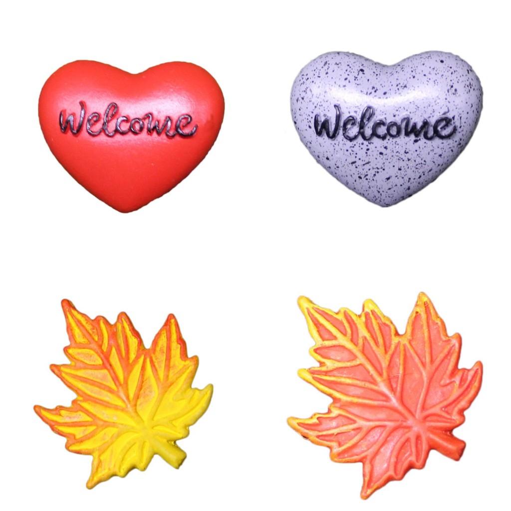Welcome Garden Resin Ornament With Heart And Maple Leaf For Celebration Gift