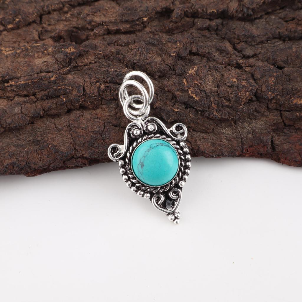 Magnesite Turquoise Gemstone Jewelry, 925 Solid Sterling Silver Pendant, Handmade Silver Pendant For Wedding Gift
