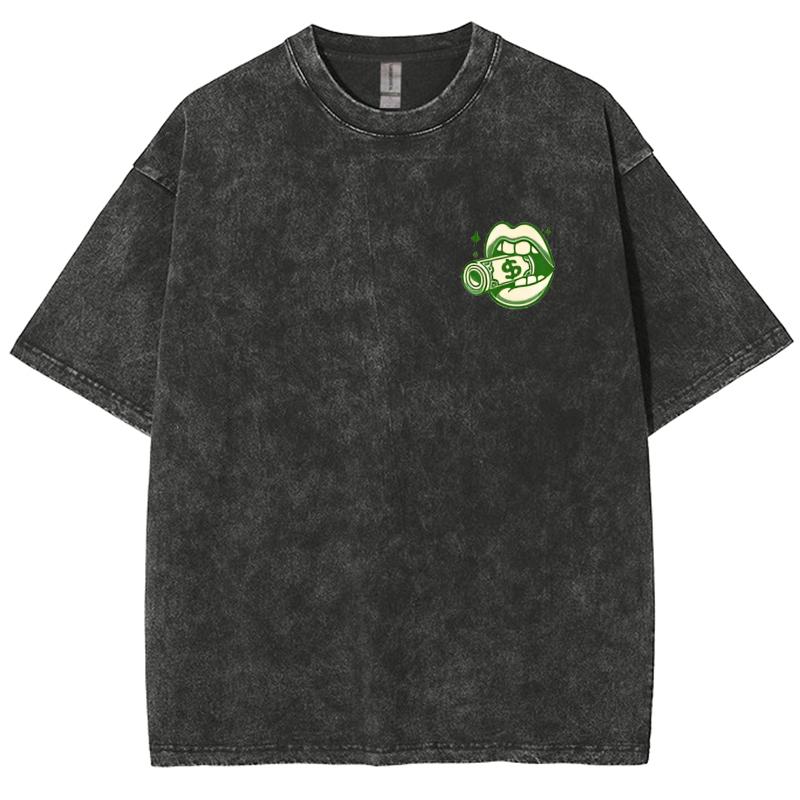 

Зеленая футболка с принтом букв для женщин, свободная, оверсайз, с варкой, с коротким рукавом, модная, с варкой, джинсовая, американский винтаж, стиль Харадзюку S