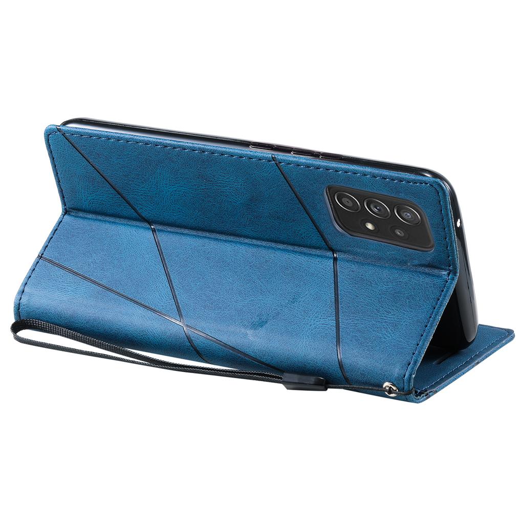 For Samsung Galaxy A53 5G Wallet Case Lines Imprinted Skin-touch Leather Phone Cover