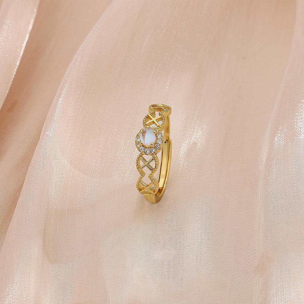 

Шикарное Уникальное И Геометрическое Медное Кольцо С Замысловатым Кружевом И Лунным Камнем StyleB