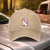 Unicorn Printed Vintage Washed Adjustable Baseball Cap for Weddings Parties Festivals Bachelorette Birthdays Cycling