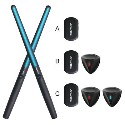 Portable Air Drum Set Air Drum Adapter Bluetooth-Compatible Virtual Drum Sticks Electronic Drum Set for Beginners Professionals