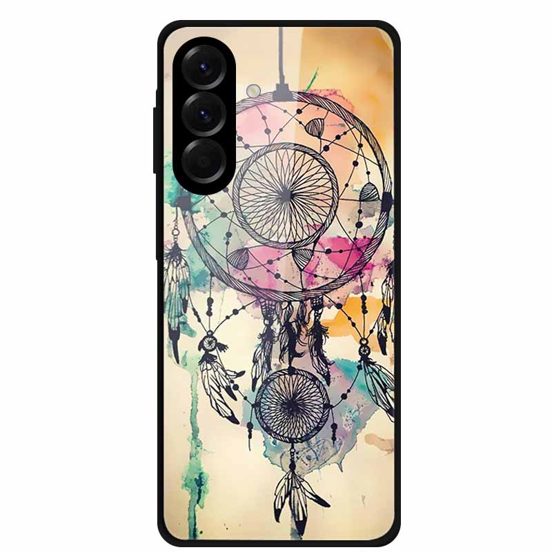 Tempered Glass Phone Case For Samsung Galaxy S24 FE Case Hard PC Back Cover Shell for Galaxy S24FE S 24 FE 5G Hard Covers Flower