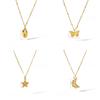 Collana con Ciondolo a Forma di Cuore in Acciaio Inossidabile per Donna con Ciondolo a Stella e Placcatura in Oro