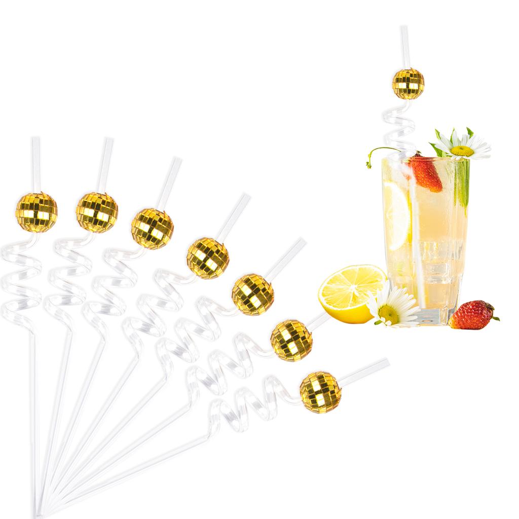 6pcs Mirror Disco Ball Straws 70s Disco Party Decorative Mini Disco Straw Birthday Wedding Bachelorette Hen Bar Party Decoration