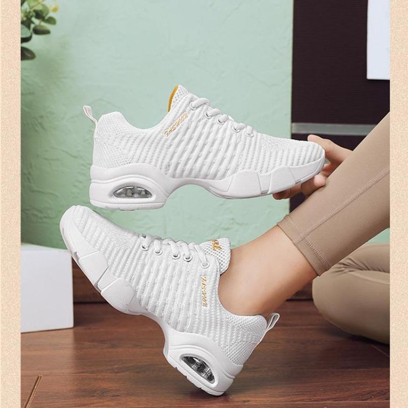 Women's Dance Shoes White Sports Dance Shoes Soft Soled Mesh Jazz Shoes