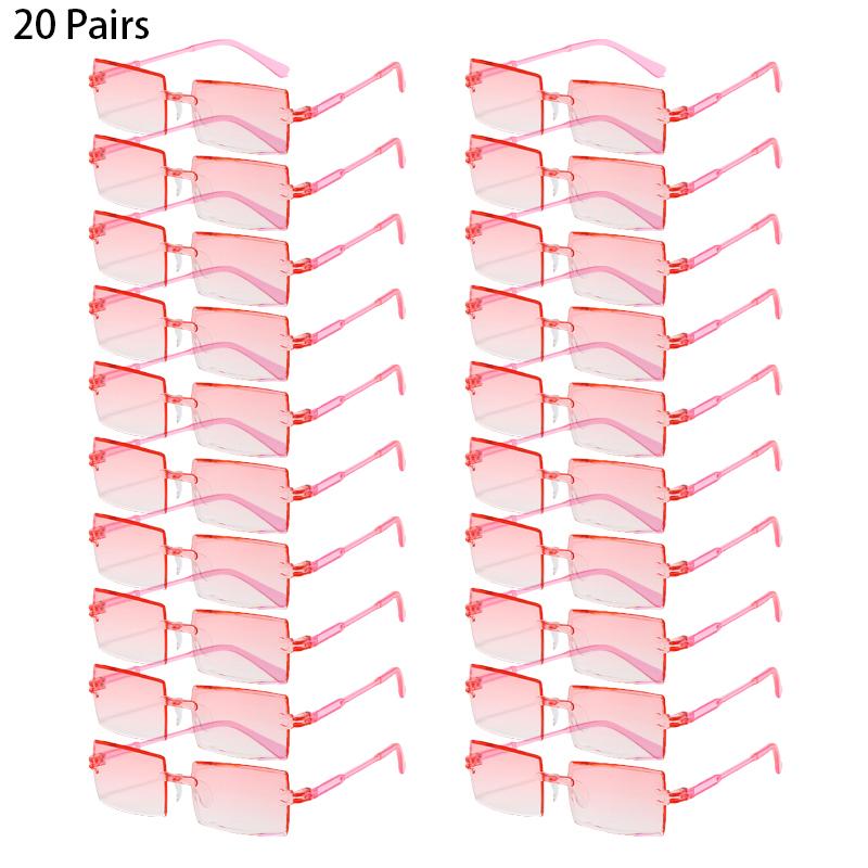 16/20 Pairs Rectangle Sunglasses Men Fashion Rimless Gradient Multicolor Beach Holiday Shades Women New Trendy Rave Sun Glasses