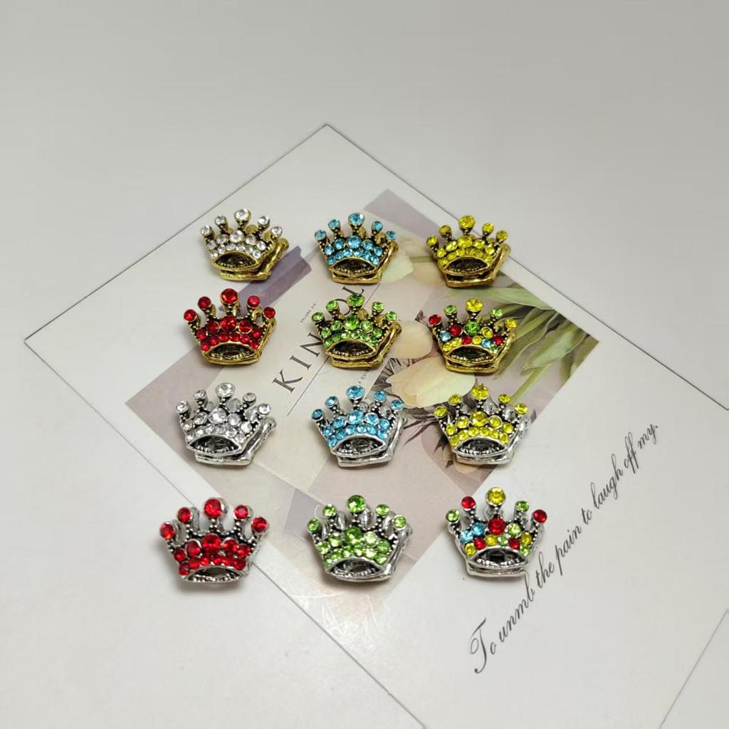 Electroplated Double-Sided Crystal Crown Pendant for Versatile DIY Jewelry