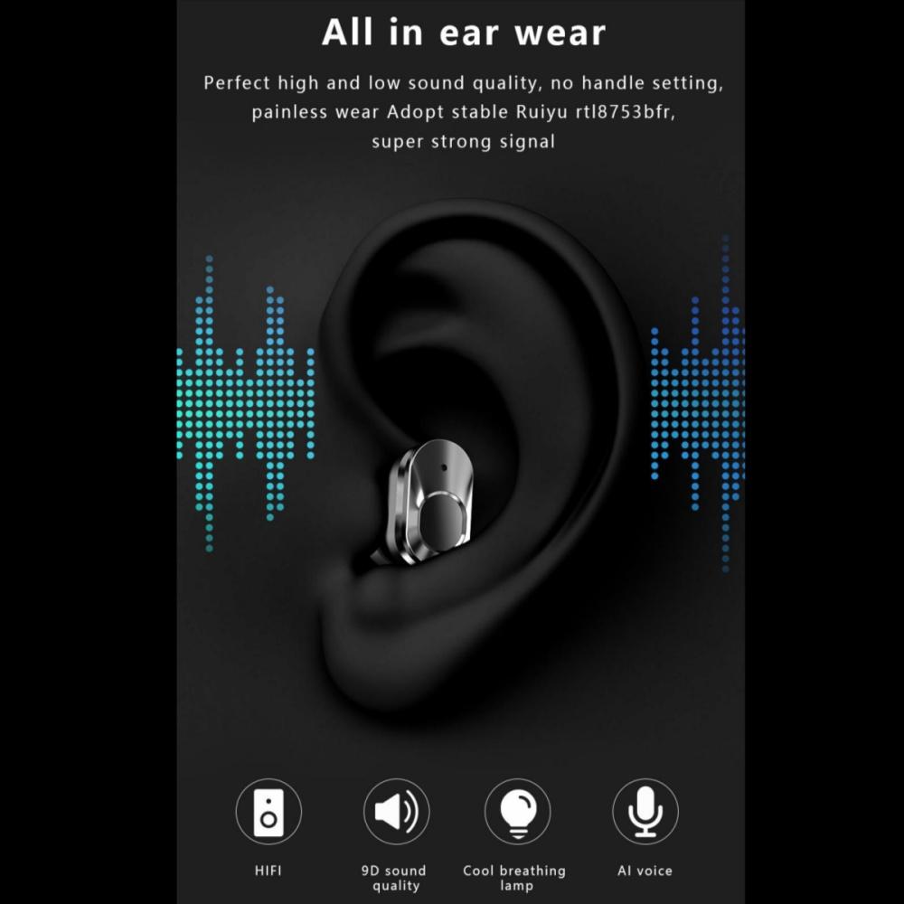 Rainbuvvy T92 Earbud Smartwatch 1.28inch IPS Full Touch 128MB RAM 470mAh BT5.0 TWS IP67 Waterproof Recording Local Music Wireless Smart Bracelet