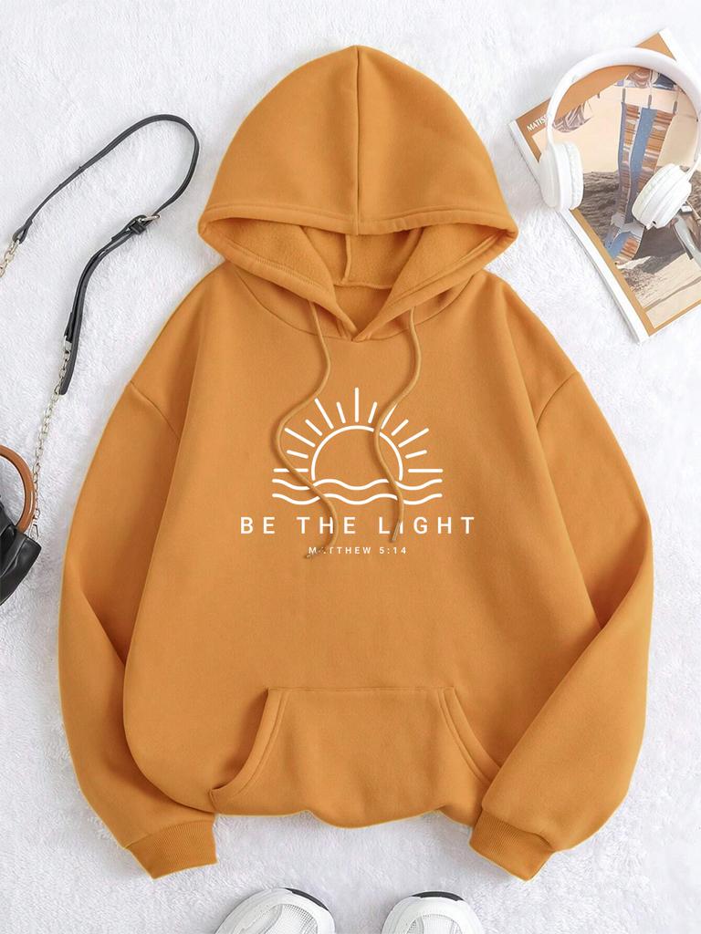 Be The Light Matthew 5:14 Men Women Hoody Fleece Pocket Hoodie Loose Fitness Sweatshirt Oversized O-Neck Couple Streetwear