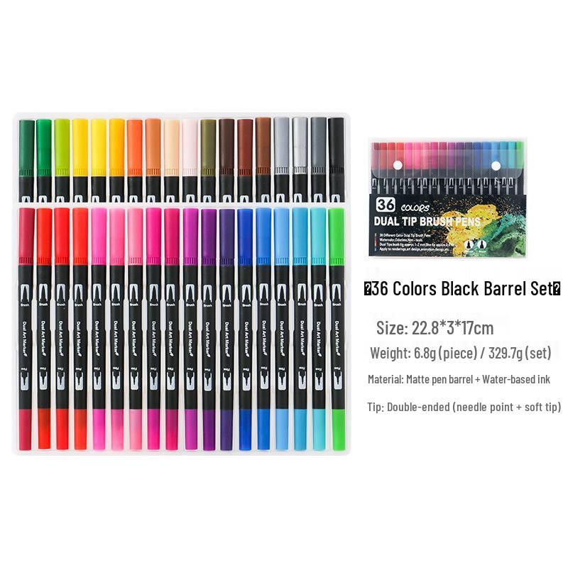 120-Color Dual-Tip Art Watercolor and Fineliner Pen Set with Soft Brush