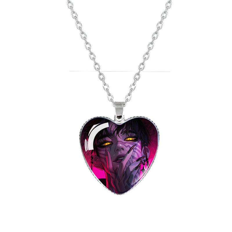 Anime K-pop Demon Heart Shape Pendant Necklace Cartoon Character Idol Jewelry Gifts