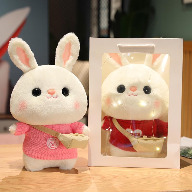 Rabbit Doll Drag Little Rabbit Creative Doll White Rabbit Plush Toy Gift for Girls
