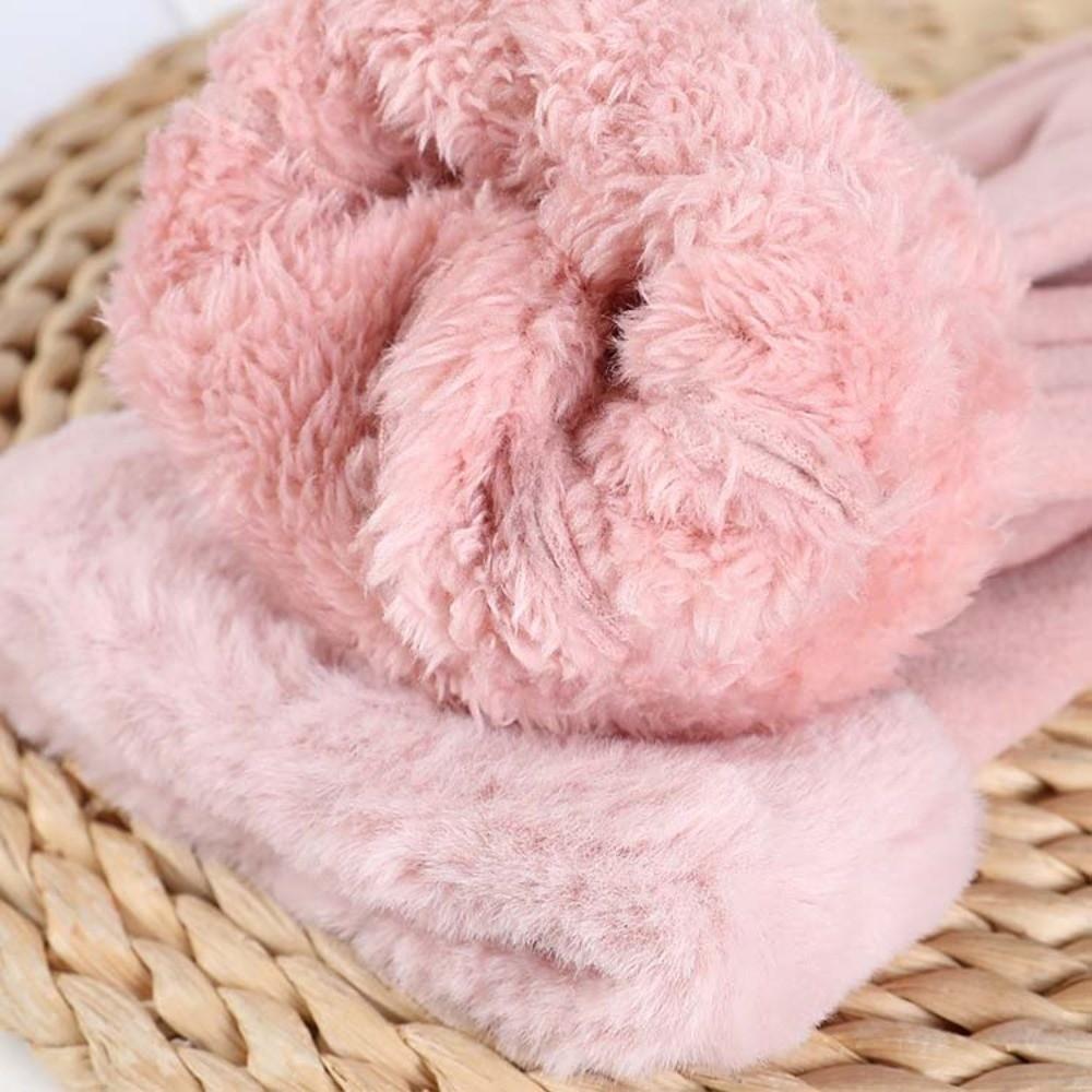 Polar Fleece 2 Finger Flip Gloves Soft Plush Thickened Gloves Women Anti-cold Mittens  Cycling