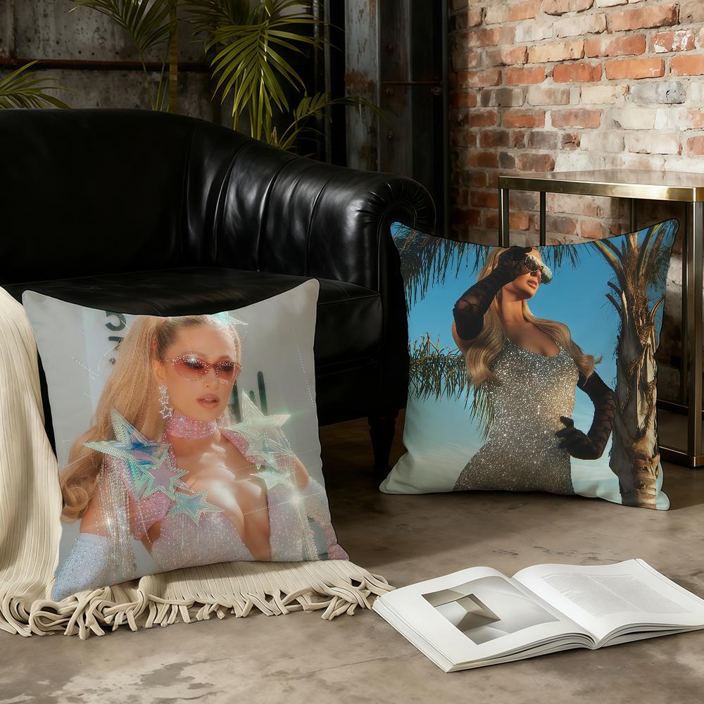 Singer Actor P-Paris Hilton Cushion Cover Birthday Anniversary Gifts Double Sided Printed Zipper Cushion Cover Soft Skin Bedding