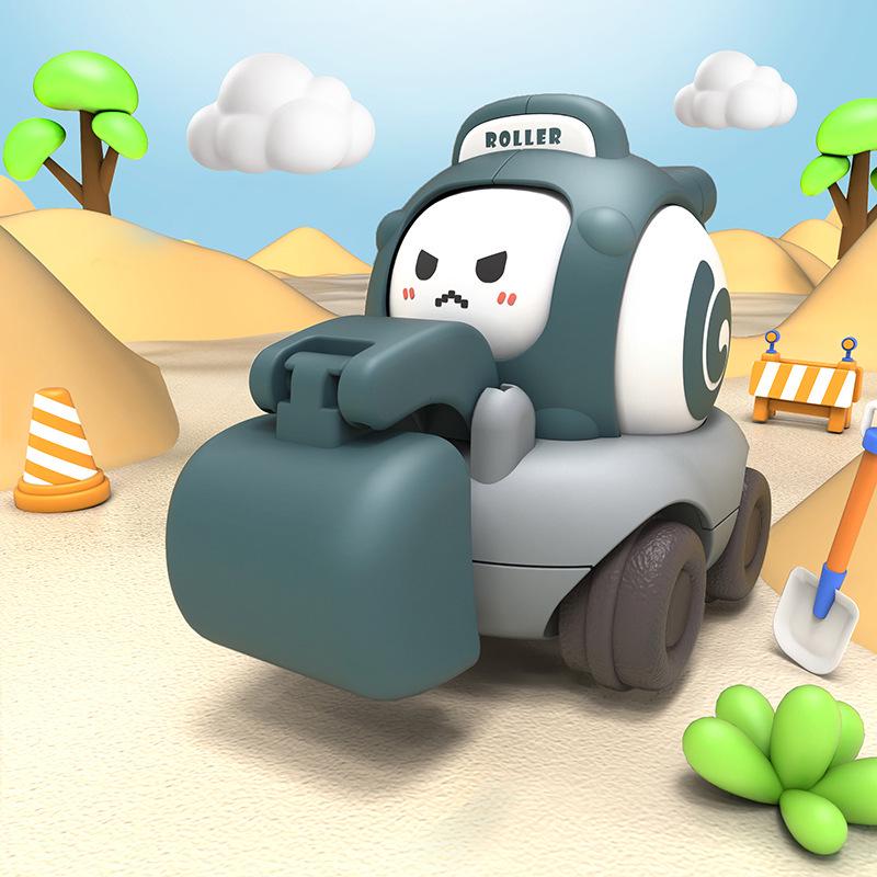 Children s Face-Changing Cartoon Toy Car: Inertia Small Car & Excavator Set