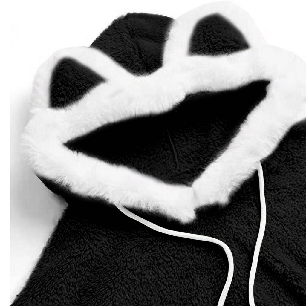 Women's Color Hooded Ears Loose Casual Plush Sweater