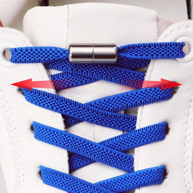 Capsule Lock Shoelaces Elastic Laces Sneakers No Tie Shoe Laces Without Ties Kids Adult 0.6cm Flat Shoelace for Shoes