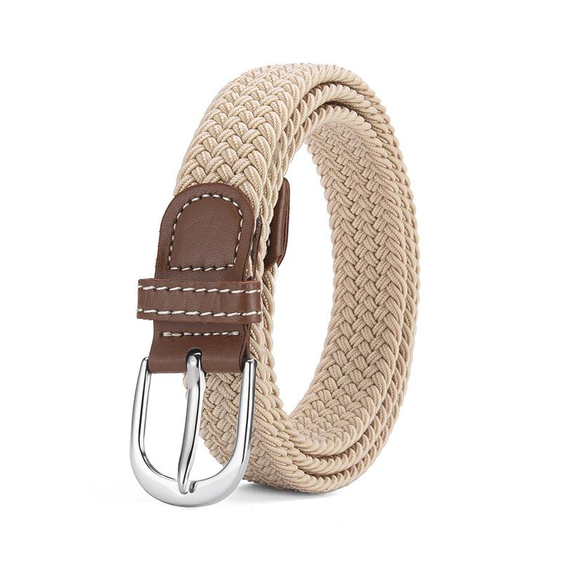 Jeans Belt Women'S No Perforated Canvas Belt Women'S Braided Elastic Elastic Student Decorative Belt