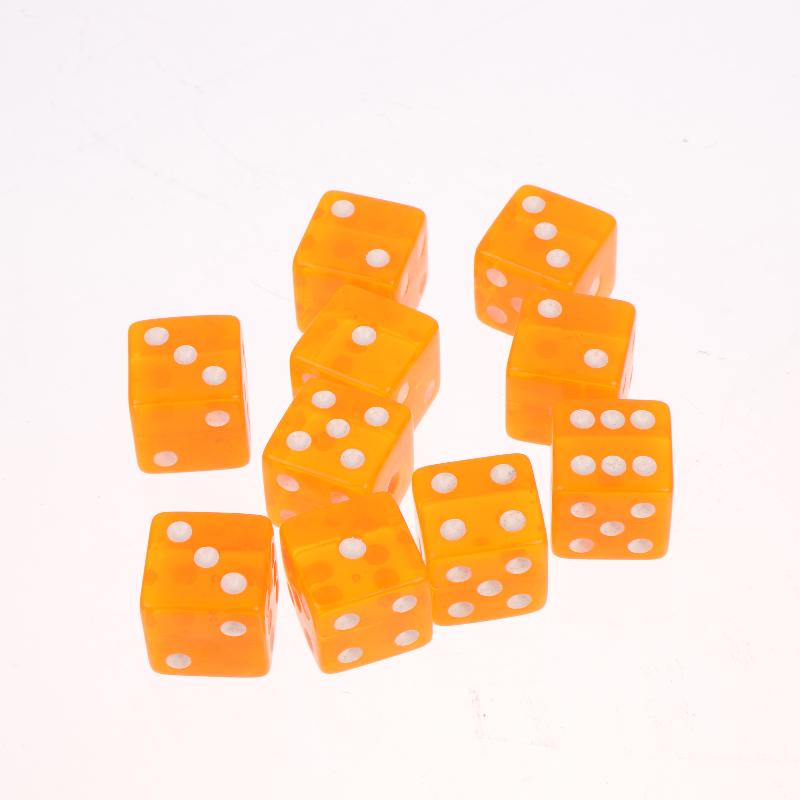 Acrylic Dice 10Pcs Transparent Color Square Corner White Dot Small Size Portable Dice for Travel Camping Outdoor Board Game Activities