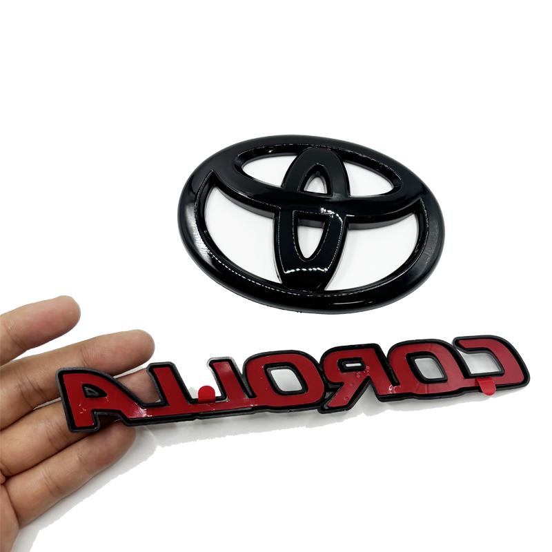 ABS Emblem with Car Logo In Gloss Black for Toyota COROLLA 2019-2025 SEDAN XSE SE LE, Car Accessory PT948-0