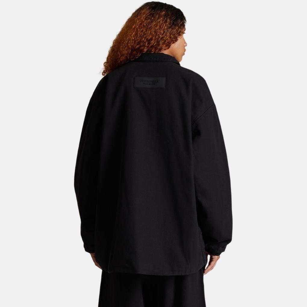 Fear of God Essentials SS24 Denim Filled Shirt Jacket 'Overdye Black Denim' Men's 202SP244591F