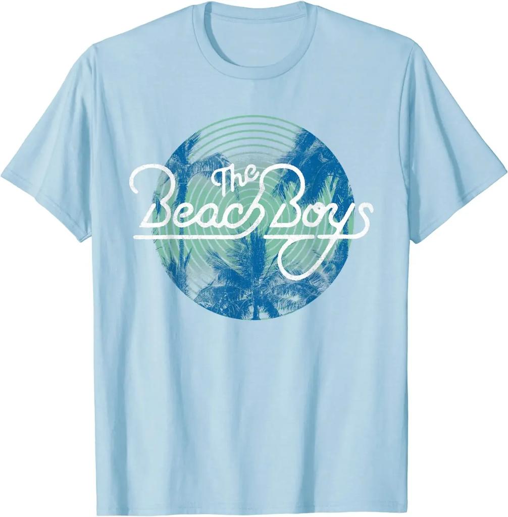 Beach Boys Circle Rippling Palm Trees Men T-Shirt Men Clothing Vintage T Shirt Casual Cotton Daily Four Seasons Tees T Shirts
