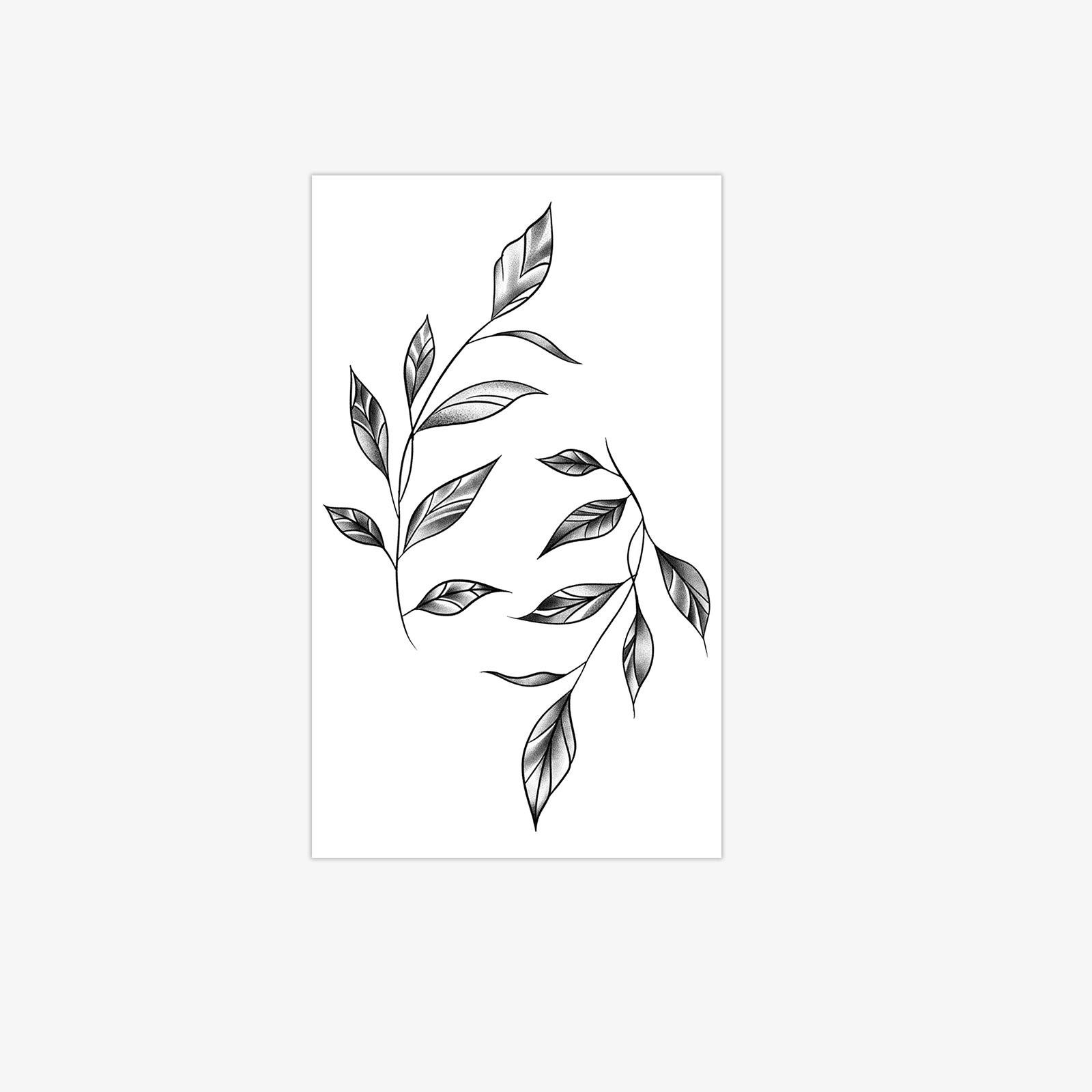

Minimalist Line Leaf Tattoo Sticker Gradient Shadow Long-Lasting Waterproof Niche High-End Pattern 9*15
