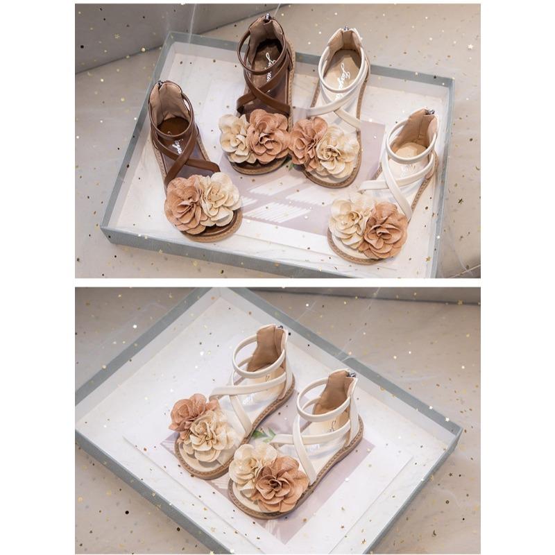 Neue Sommer-Sandalen für Mädchen - Koreanischer Stil, Florale Römische Prinzessinnen-Sandalen, Vielseitige Strandschuhe für Kleine Mädchen