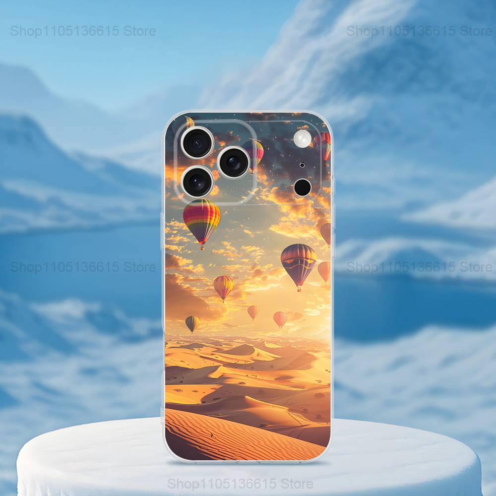 Cute Hot Air Balloon For iPhone Max,14,16,X,13,XR,SE,12,15,Pro,17,Plus,11,XS,Mini Transparent Soft Cover Case