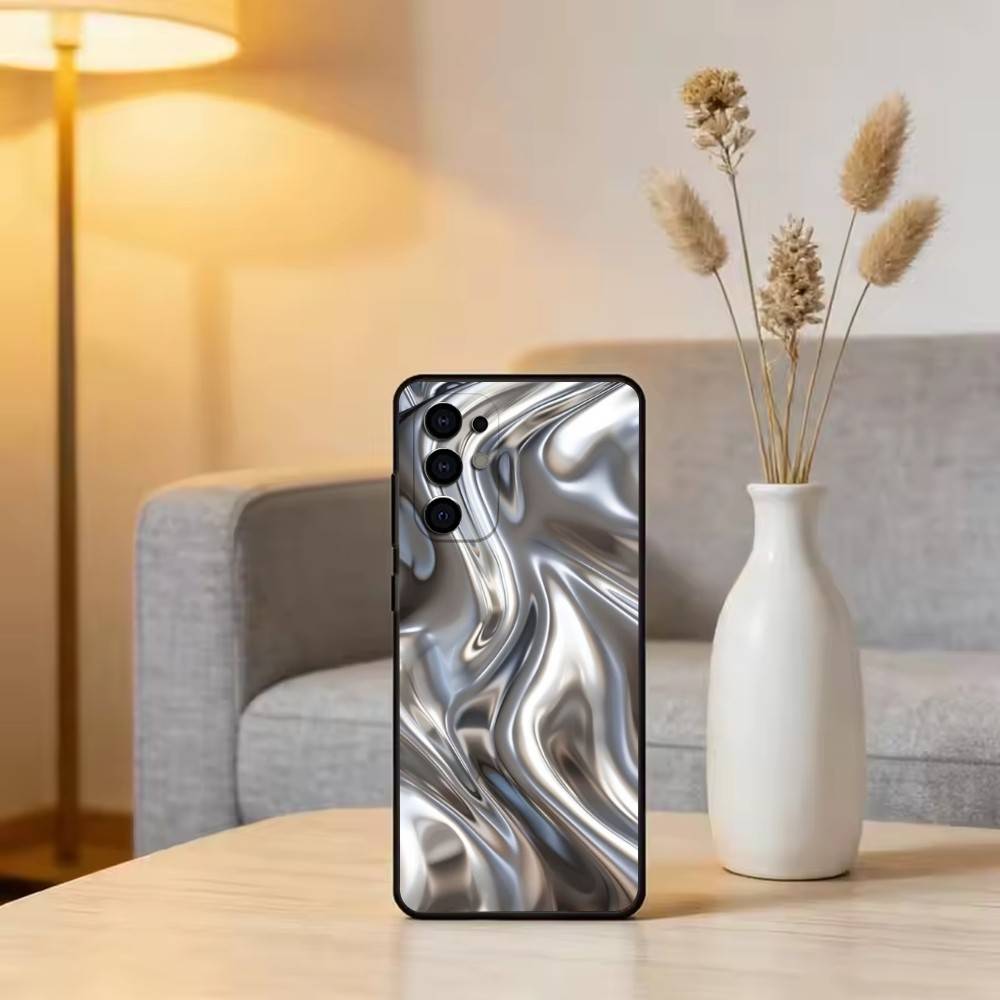 Metallic Pattern Phone Case For Samsung S25,S24,S21,S22,S23,S30,Ultra,S20,Plus,Fe,Soft Silicone Black Cover