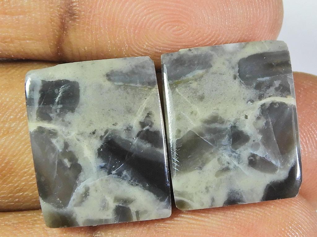 Natural Combo Jasper Matched Pair Octagon Cabochon Loose Gemstone 14X17X03MM SK-256