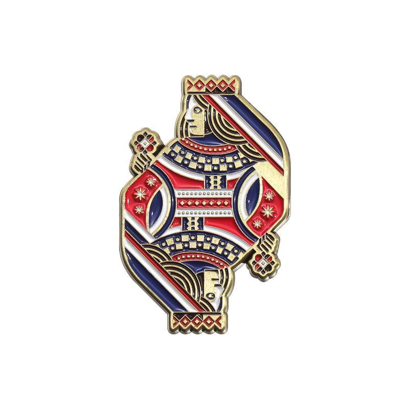 Spielkarten Symbol Emaille Pins Kreative Poker König Königin Broschen Rucksack Revers Abzeichen Punk Schmuck Geschenk für Kinder Freunde