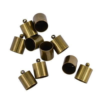 10pz 10mm Cappuccio Terminale in Ottone Cordino Coda di Topo Kumihimo in Pelle Creazione di Gioielli Bronzo