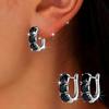 Black Stone Hoop Earrings for Women Hoop Ear Jewelry