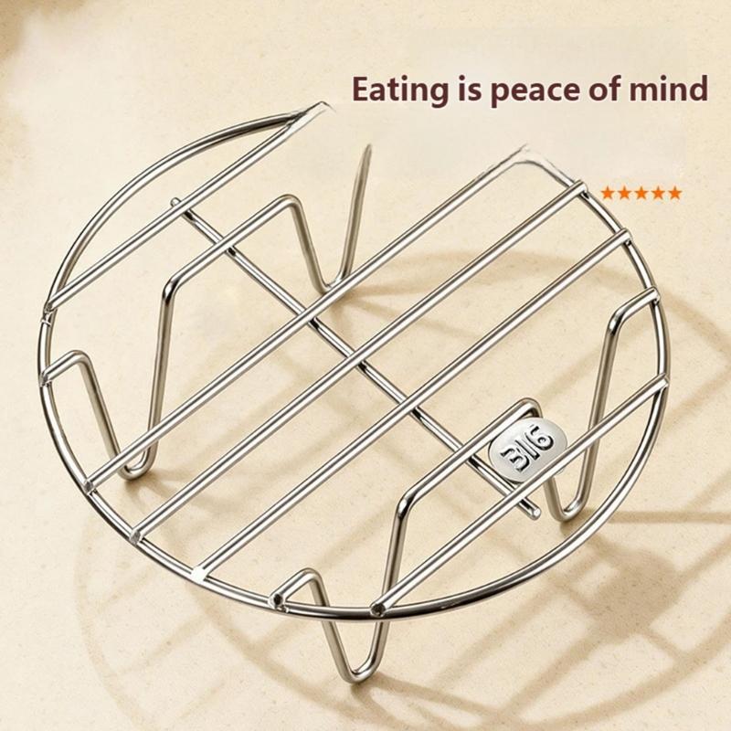 Cookware Steam Rack Insert, Round Metal Tray with Support Feet for Warming Plates, Heating Bowls, and Kitchen Cooking