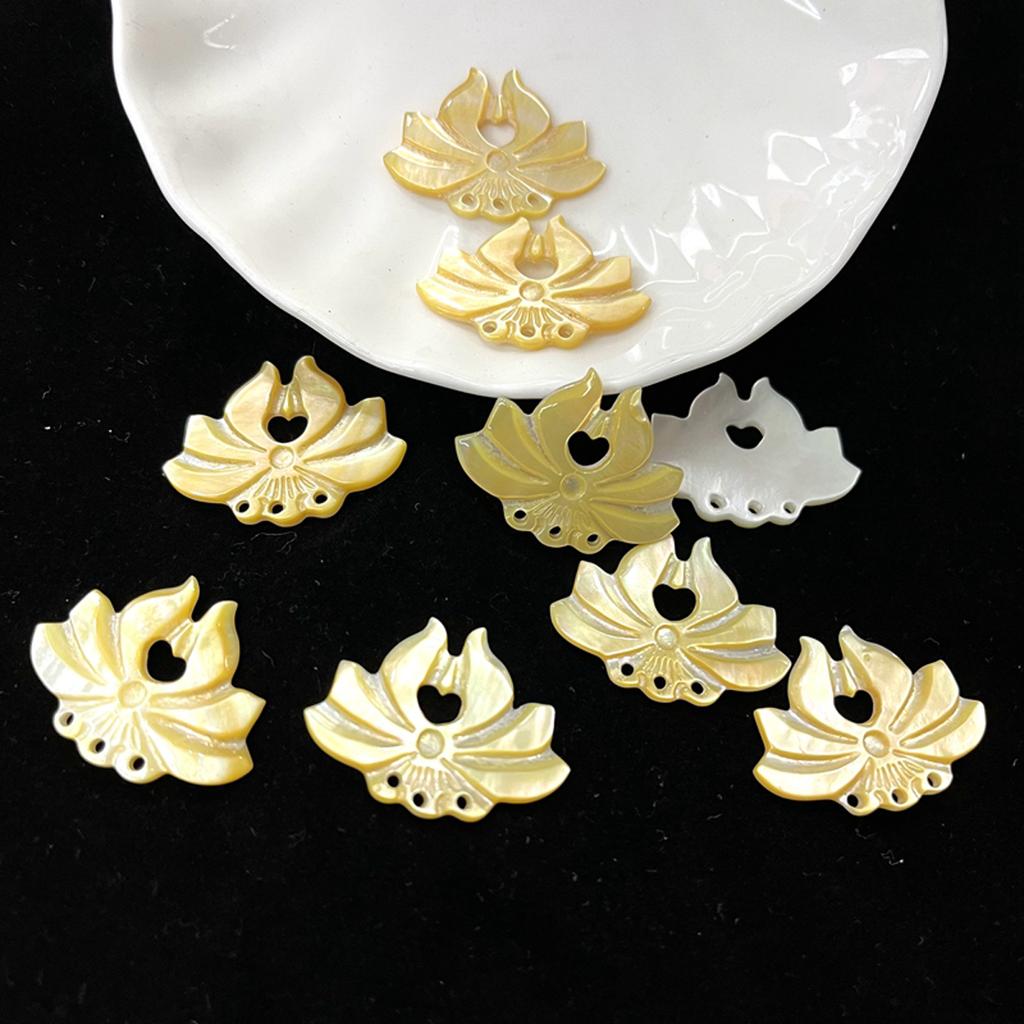 5Pcs, Women Natural Shell Loose Beads With Hole, Handmade Lotus Shape Beads for Jewelry Making DIY Necklace Brooch Accessories