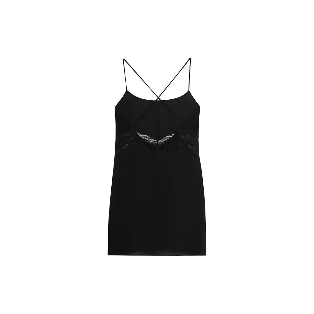 Calvin Klein Solid Color Short Lace Camisole Dress Women dresses Black QS6846-UB1