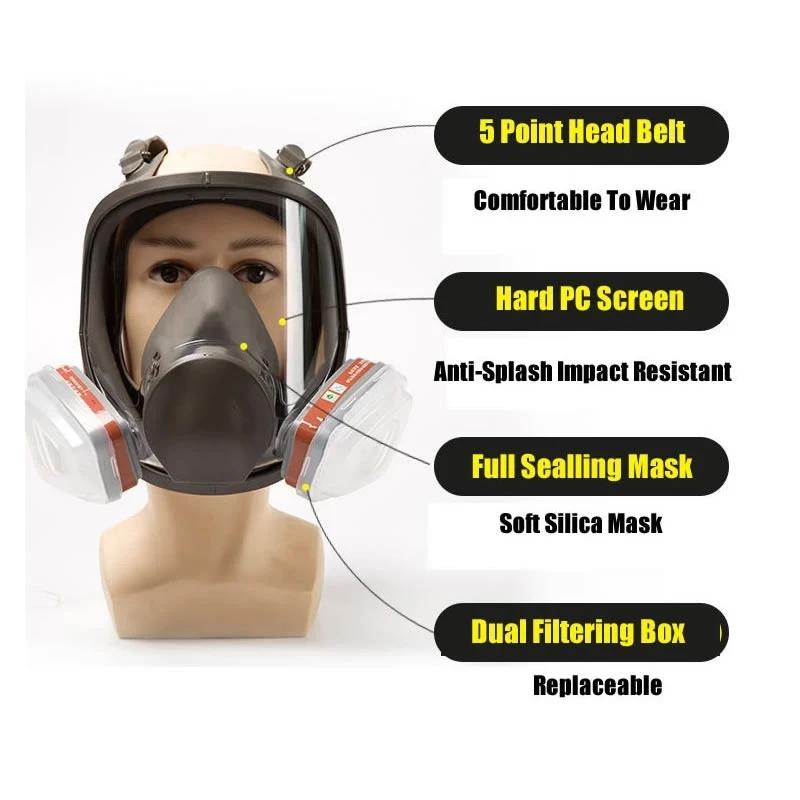 6800 gas mask full face respirator] paint mask for painting, machine polishing, welding and other work protection, Gas Mask