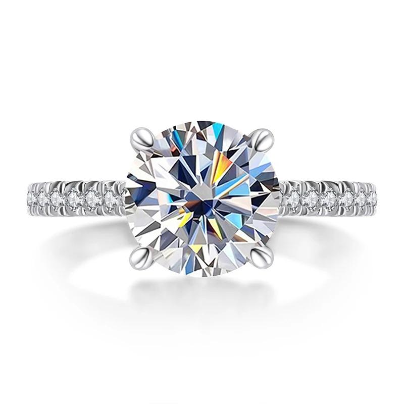 Gica Gema S925 Sterling Silver Four Claw Diamond Ring Zircon 1 Carat Women's Wedding Ring Classic Open Ring