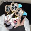 Phone Case: 2D Flat Lambskin Suitable for iPhone 18 17 16 15 14 13 Pro Film Protective Case,black and White Cow Cat, Christmas and Halloween Gift