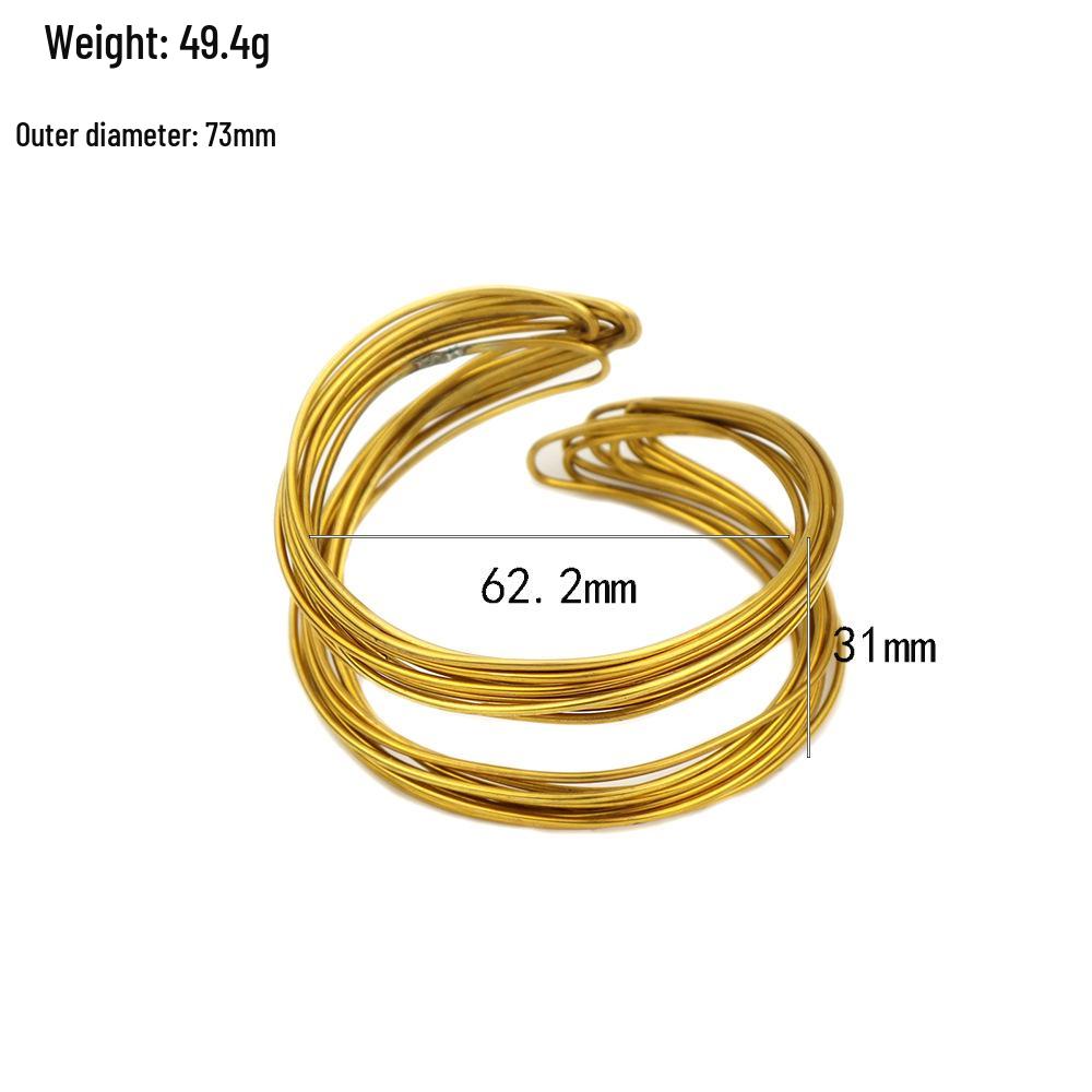 European & American Multi-layer Metal Wrap Bracelet: Minimalist, Exaggerated Lines, Brass Niche Design