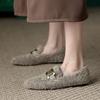 Fashion 2024 New Women Ballet Flat Shoes for Women Round Toe Chunky Heel Shoes Retro Low Heel Shoes Keep Warm Flats