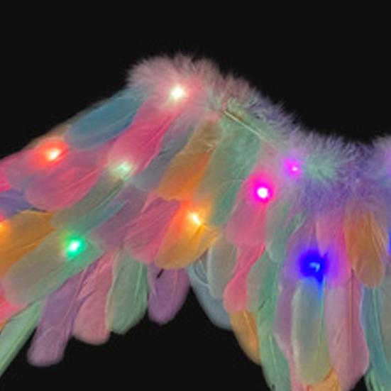 Halloween Angel Wings for Girls Kids Women Colorful Angel Feather Wings with Elastic Band Cosplay Costume Accessory for Stage Halloween Party