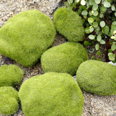 3/6/8/10cm Artificial Green Moss Rocks Decorative Faux Green Moss Covered Stones Home Garden Decorative
