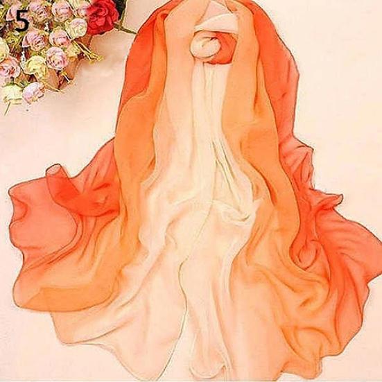 

Женские модные шарфы, повседневный пасторализм, шифоновый шарф с градиентным принтом оранжевый