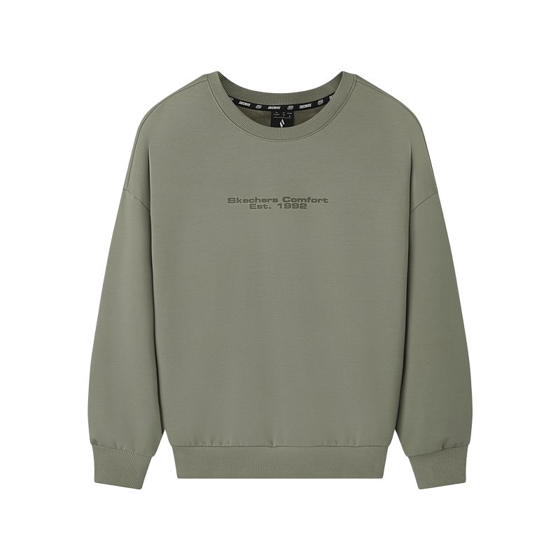 Skechers Comfortable Sports Warm Loose Round Neck Sweatshirt Unisex Sweatshirt Rock-Green L325U026-01DR XS