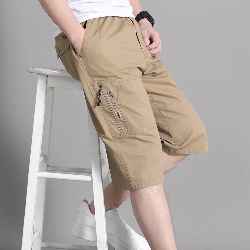 Letní pánské bavlněné tříčtvrteční šortky - Volný střih pro středního věku a starší